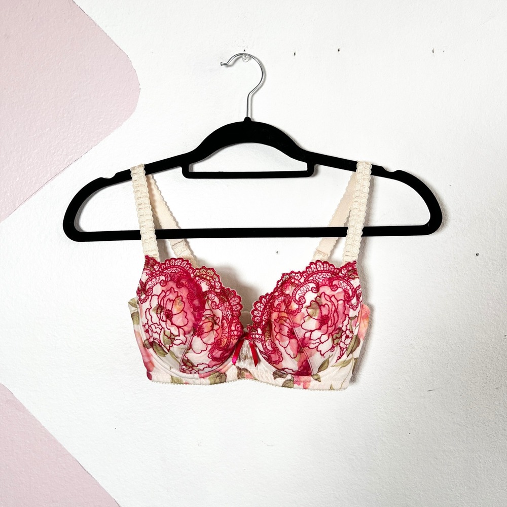 Bradelis Floral Bra 32E Coquette Dainty Fairy Whimsical Rave